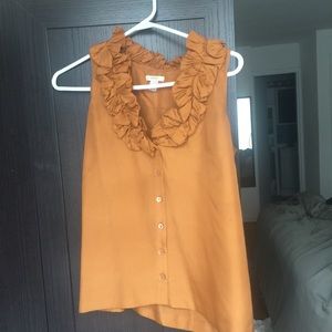 J. crew ruffle neck blouse pumpkin orange colore 2